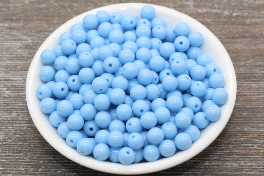 8mm Dusty Blue Gumball Beads, Round Acrylic Loose Beads, Bubblegum Beads, Chunky Beads, Bubble Gum Beads, Smooth Plastic Round Beads #1390