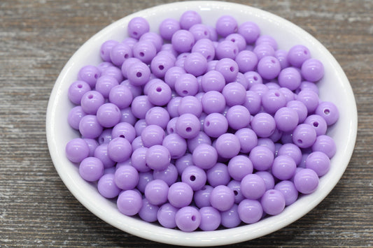 8mm Light Purple Gumball Beads, Round Acrylic Purple Loose Beads, Bubblegum Beads, Chunky Beads, Bubble Gum Beads, Smooth Round Beads #1394