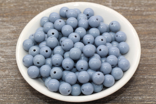 10mm Bluish Gray Gumball Beads, Round Acrylic Loose Beads, Bubblegum Beads, Chunky Beads, Gumball Beads, Smooth Plastic Round Beads #1400