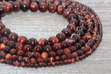 10mm Red Tiger Eye Beads, Tiger Eye Round Stone Beads, Gemstone Round Beads, Full Strand 15.5 inch #167