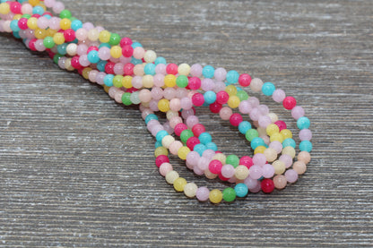 Rainbow Jade Beads, Smooth Gemstone Round Loose Beads, Sizes 4mm 6mm 8mm 10mm 12mm , Full Strand 15.5" #189