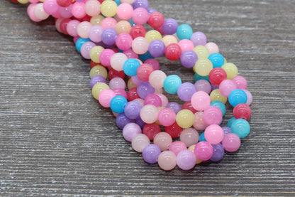 Rainbow Jade Beads, Smooth Gemstone Round Loose Beads, Sizes 4mm 6mm 8mm 10mm 12mm , Full Strand 15.5" #189