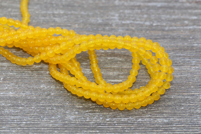 Golden Jade Beads, Smooth Gemstone Round Loose Beads, Sizes 4mm 6mm 8mm 10mm 12mm, Full Strand 15.5" #190