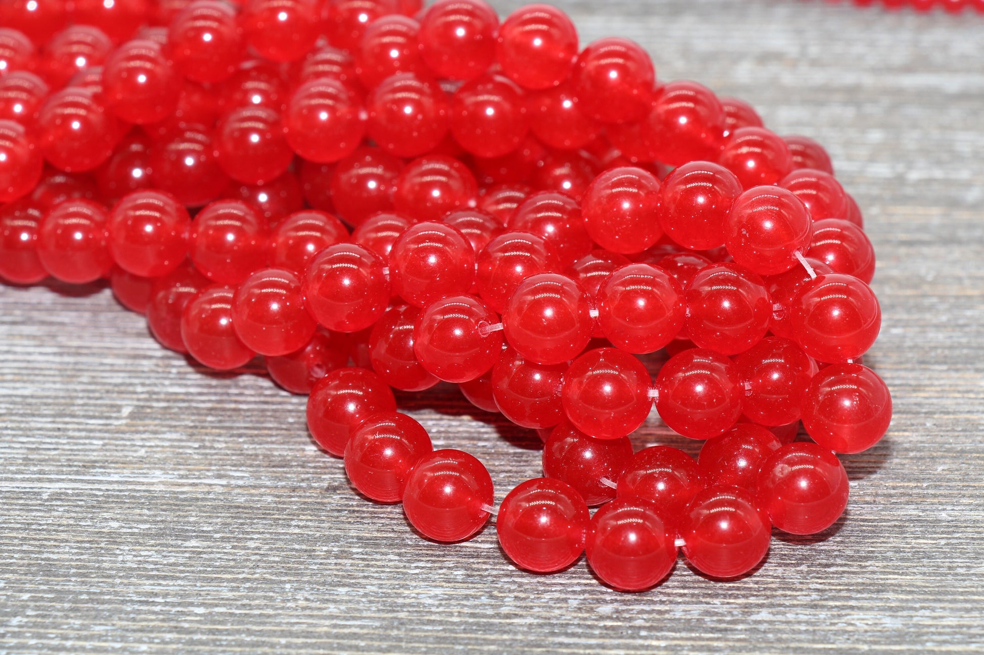 Red Jade Beads, Smooth Gemstone Round Loose Beads, Sizes 4mm 6mm 8mm 10mm 12mm, Full Strand 15.5" #196