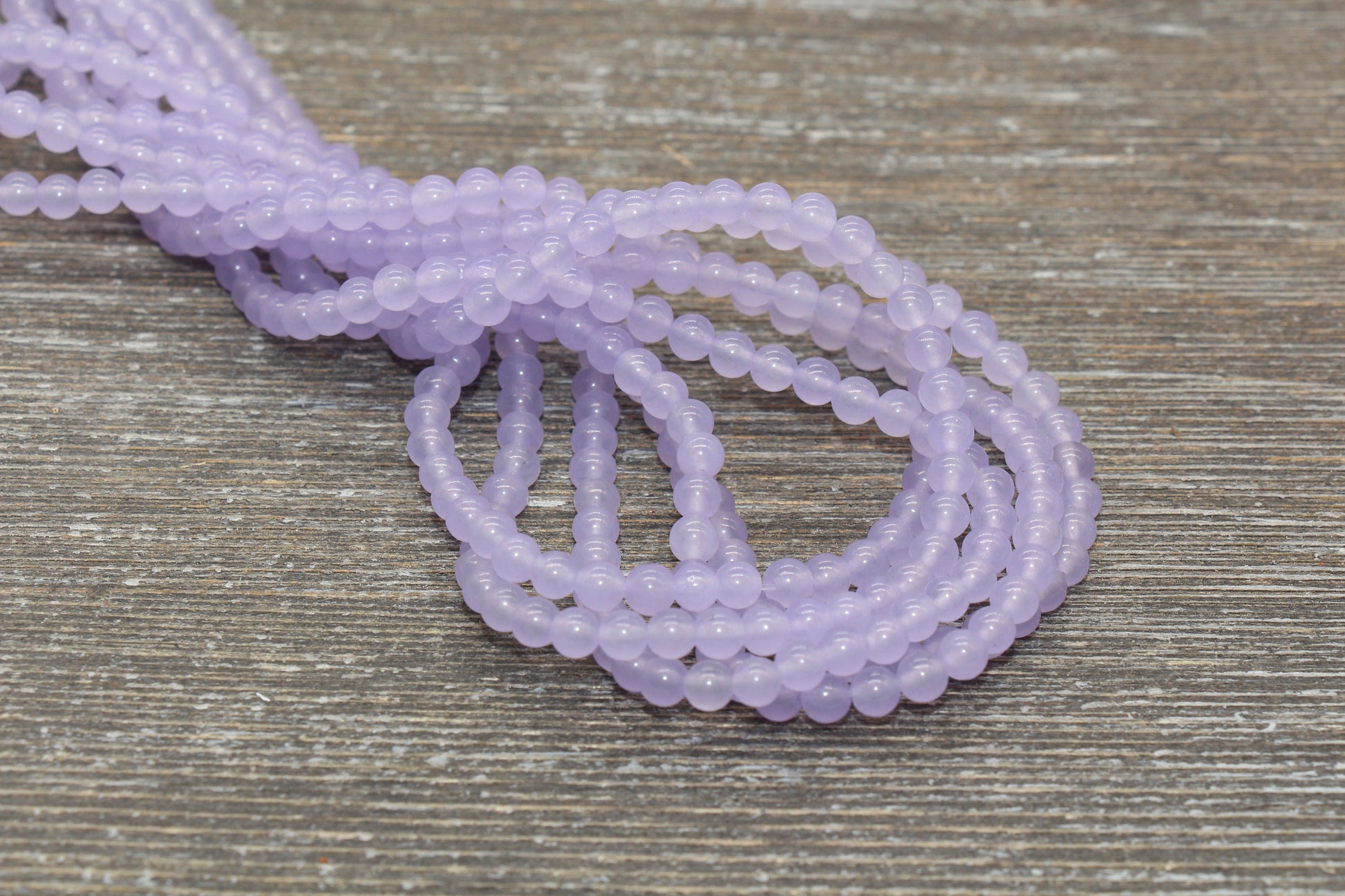 light Purple Jade Beads, Smooth Gemstone Round Loose Beads, Sizes 4mm 6mm 8mm 10mm 12mm, Full Strand 15.5" #203