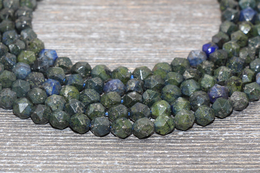 8mm Faceted Lapis Lazuli Beads, Gemstone Faceted Beads, Star Cut Beads Full Strand 15.5"