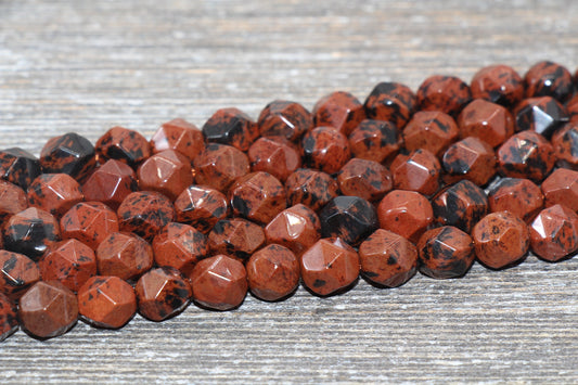 8mm Faceted Mahogang Obsidian Beads, Gemstone Faceted Beads, Star Cut Beads Full Strand 15.5"