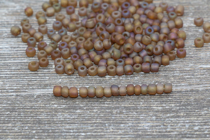 Matte Iridescent Glass Seed Beads, 4mm 6/0 Glass Round Seed Beads, Matte AB Seed Beads, Rocailles Beads, Beading Supplies #1413