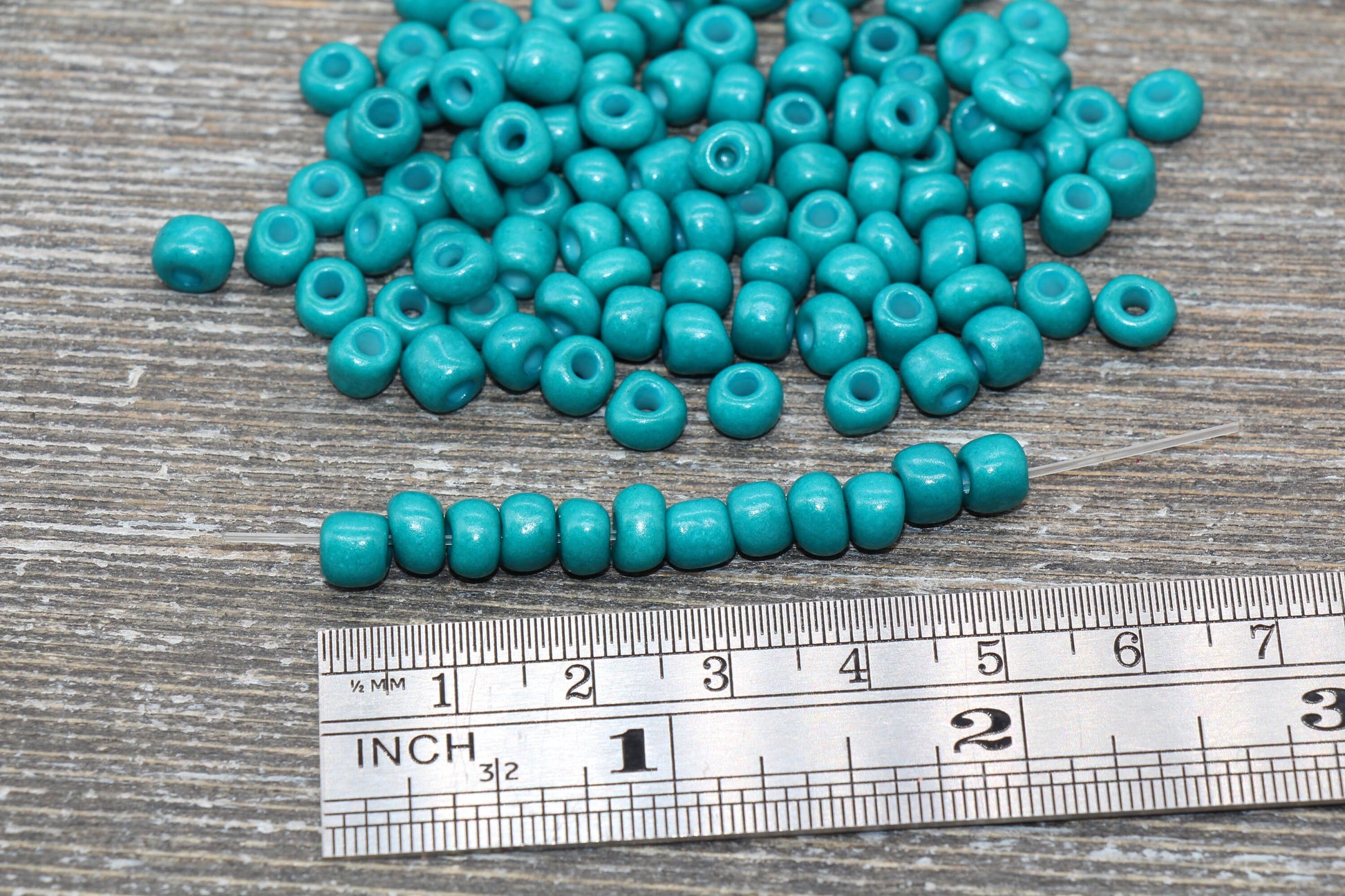 5mm Dark Cyan Glass Seed Beads, Size 3/0 Dark Cyan Opaque Czech Seed Beads, Rocailles Beads, Bead Bracelet, Beading Supplies #1420