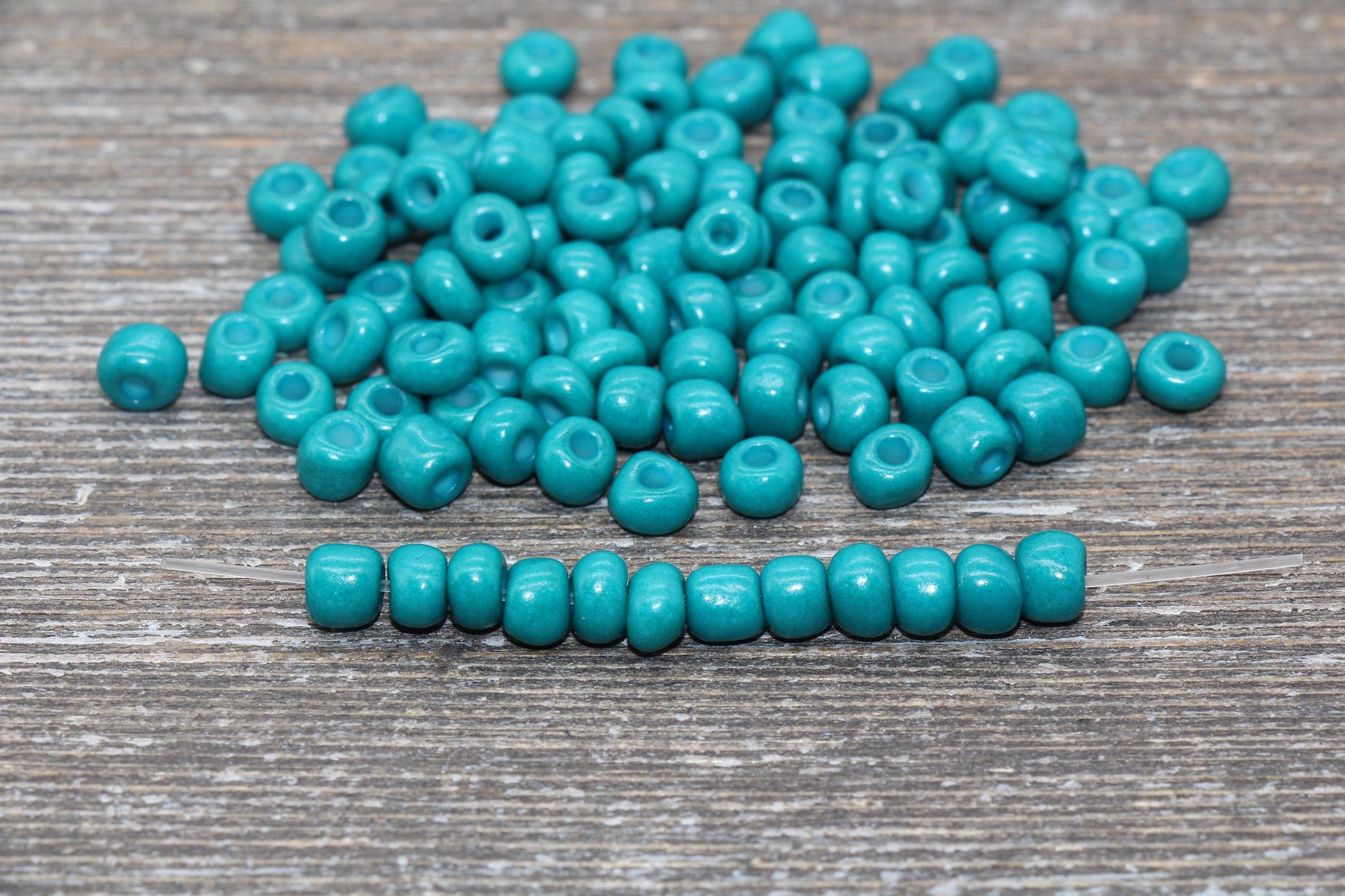 5mm Dark Cyan Glass Seed Beads, Size 3/0 Dark Cyan Opaque Czech Seed Beads, Rocailles Beads, Bead Bracelet, Beading Supplies #1420