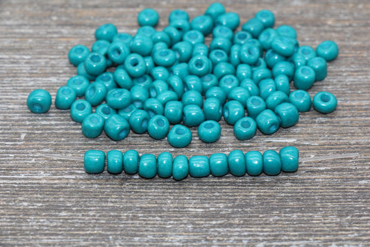 5mm Dark Cyan Glass Seed Beads, Size 3/0 Dark Cyan Opaque Czech Seed Beads, Rocailles Beads, Bead Bracelet, Beading Supplies #1420