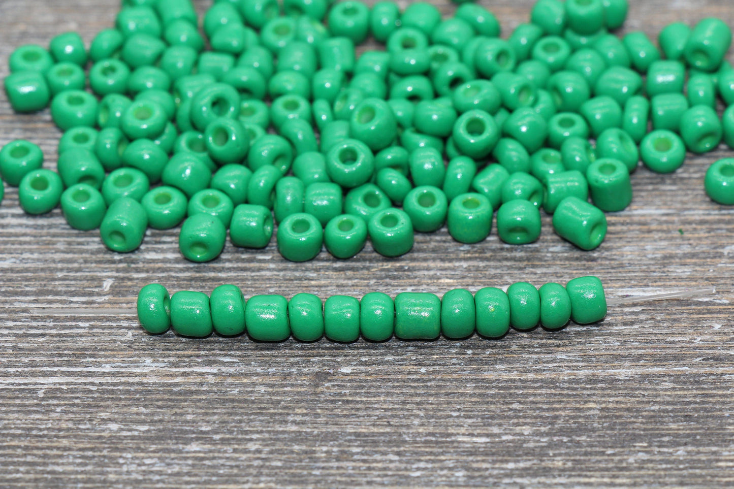 5mm Green Glass Seed Beads, Size 3/0 Green Opaque Czech Seed Beads, Rocailles Beads, Bead Bracelet, Beading Supplies #1421