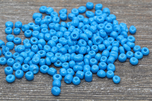 5mm Blue Glass Seed Beads, Size 3/0 Blue Opaque Czech Seed Beads, Rocailles Beads, Bead Bracelet, Beading Supplies #1425