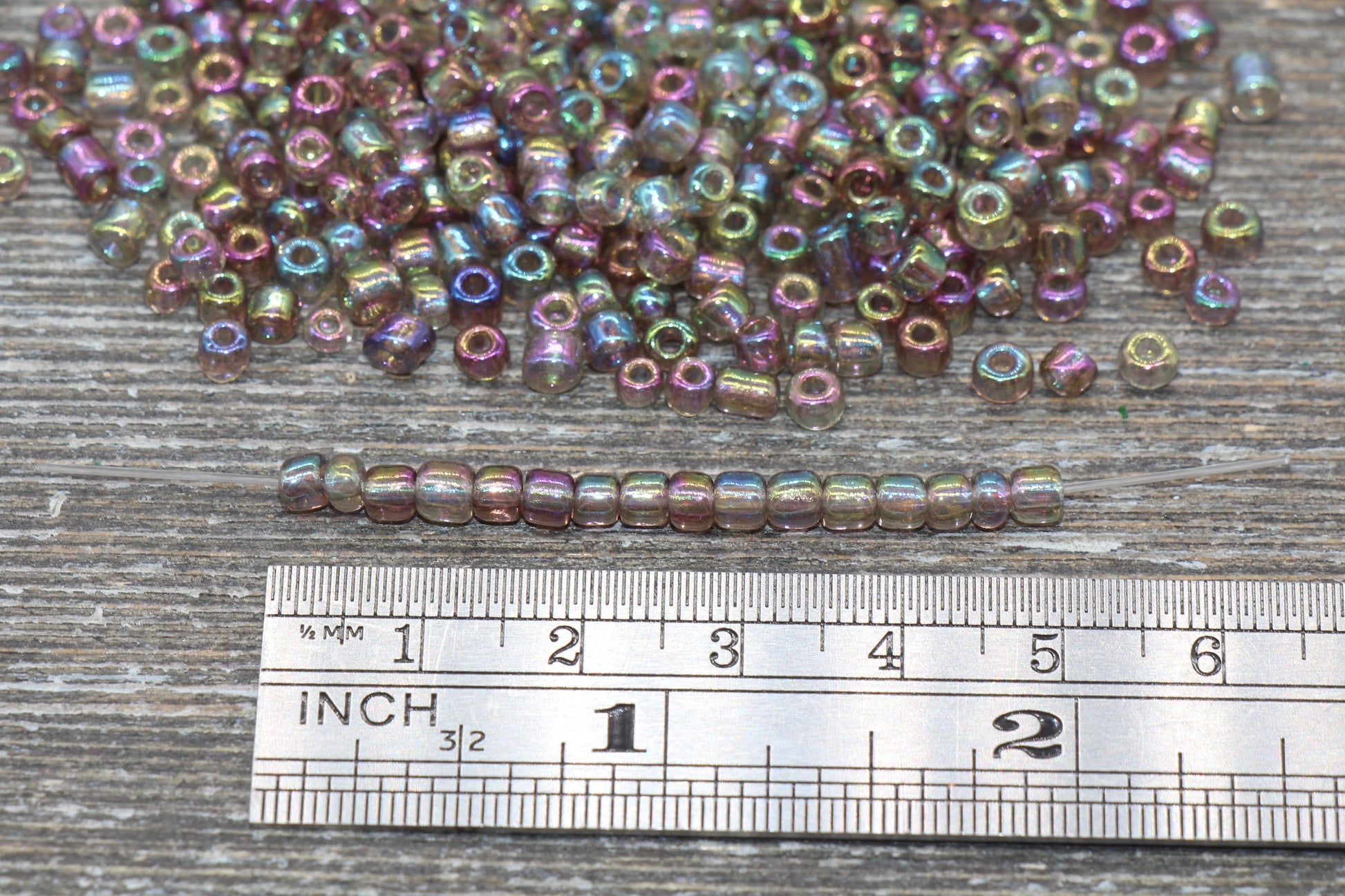 Rainbow Transparent AB Glass Seed Beads, 4mm 6/0 Glass Round Beads, Rainbow Trans Seed Beads, Rocailles Beads, Beading Supplies #1440