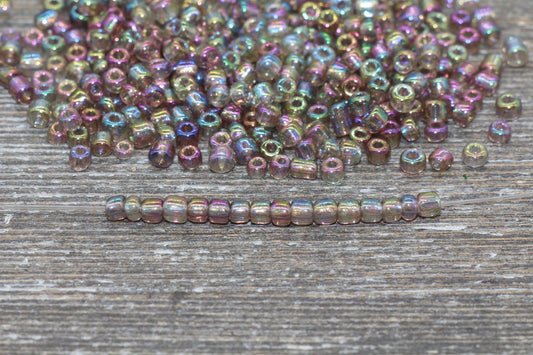 Rainbow Transparent AB Glass Seed Beads, 4mm 6/0 Glass Round Beads, Rainbow Trans Seed Beads, Rocailles Beads, Beading Supplies #1440