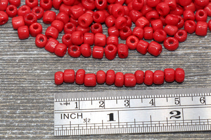 5mm Red Glass Seed Beads, 3/0 Red Opaque Czech Seed Beads, Rocailles Beads, Bead Bracelet, Beading Supplies #1443