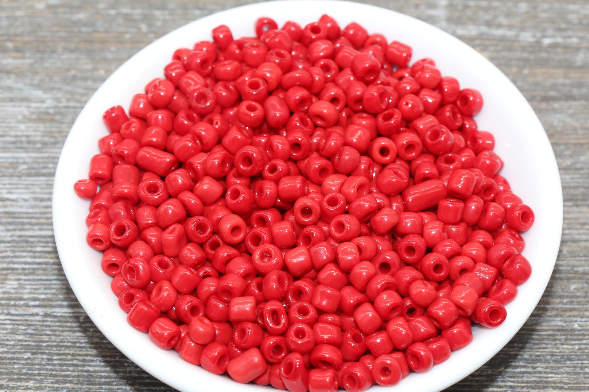 5mm Red Glass Seed Beads, 3/0 Red Opaque Czech Seed Beads, Rocailles Beads, Bead Bracelet, Beading Supplies #1443