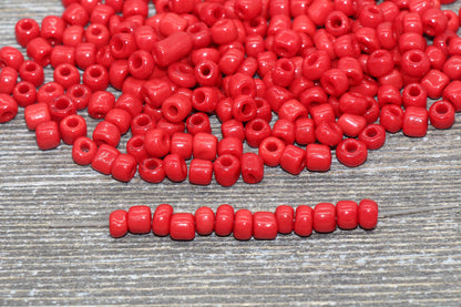 5mm Red Glass Seed Beads, 3/0 Red Opaque Czech Seed Beads, Rocailles Beads, Bead Bracelet, Beading Supplies #1443