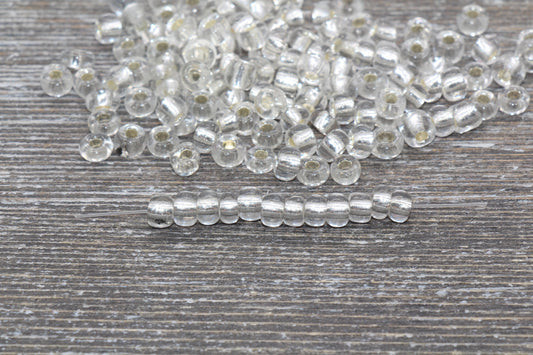 5mm Transparent Glass Beads with Silver Lined, 4mm 6/0 Glass Round Beads, Gold Trans Seed Beads, Rocailles Beads, Beading Supplies #1445