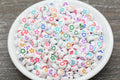 7mm White with Multicolor Heart Star Acrylic Symbol Beads