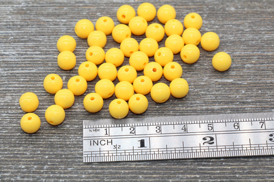 8mm Golden Yellow Gumball Beads, Round Acrylic Loose Beads, Bubblegum Beads, Chunky Beads, Bubble Gum Beads, Smooth Round Beads #1461