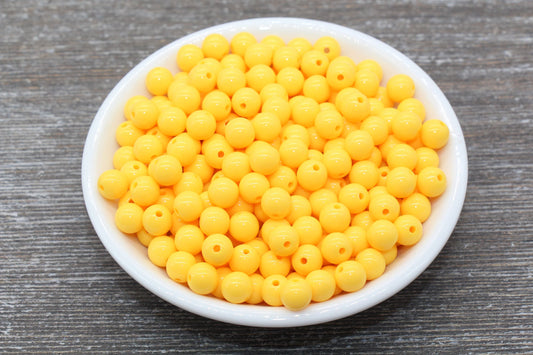 8mm Golden Yellow Gumball Beads, Round Acrylic Loose Beads, Bubblegum Beads, Chunky Beads, Bubble Gum Beads, Smooth Round Beads #1461