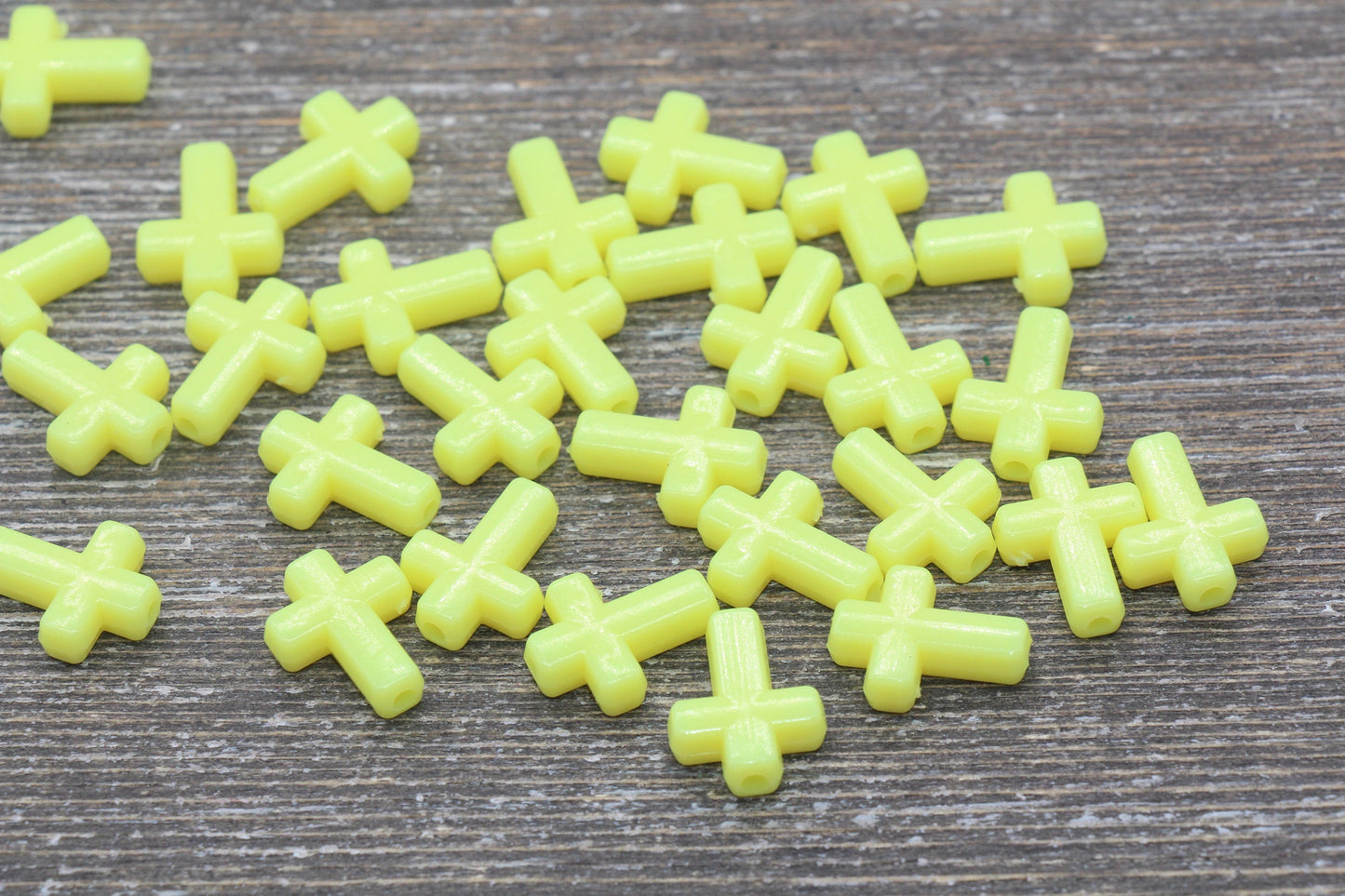 Pastel Yellow Cross Beads, Acrylic Pastel Color Cross Beads, Plastic Cross Beads, Bracelet Beads #1464