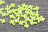 Pastel Yellow Cross Beads, Acrylic Pastel Color Cross Beads, Plastic Cross Beads, Bracelet Beads #1464