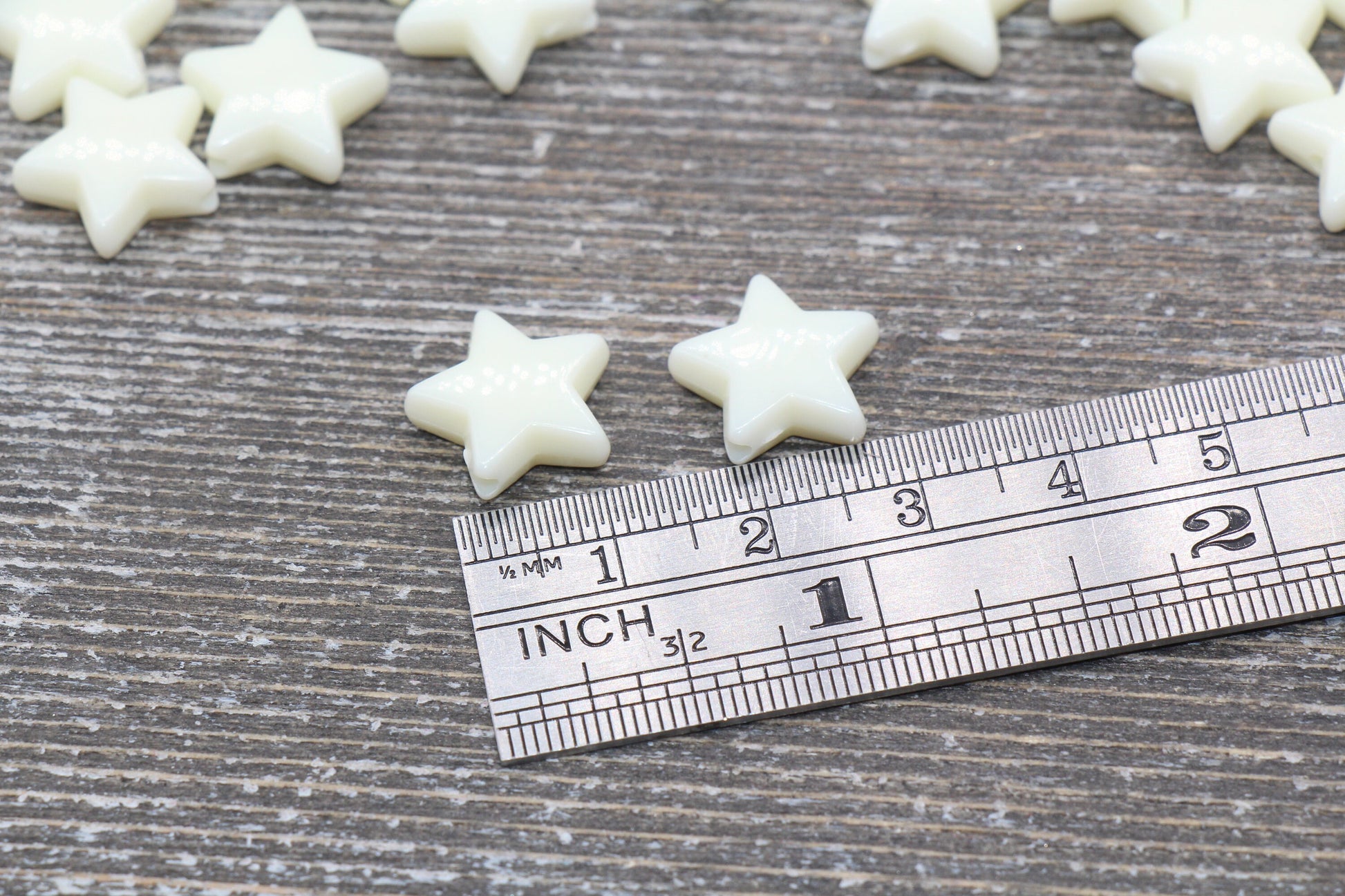 Ivory Star Beads, Ivory Acrylic Star Beads, Plastic Star Beads #1486