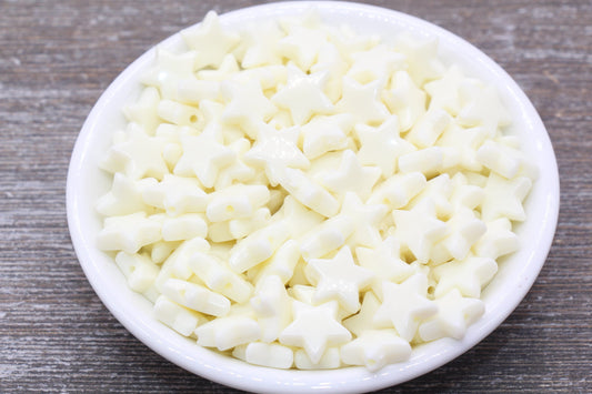 Ivory Star Beads, Ivory Acrylic Star Beads, Plastic Star Beads #1486