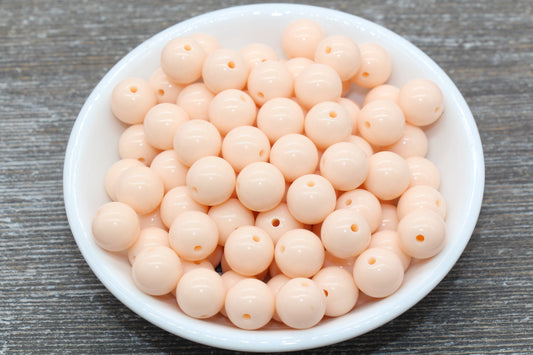 12mm Light Peach Gumball Beads, Round Acrylic Peach Loose Beads, Bubblegum Beads, Chunky Beads, Smooth Plastic Round Beads #1350