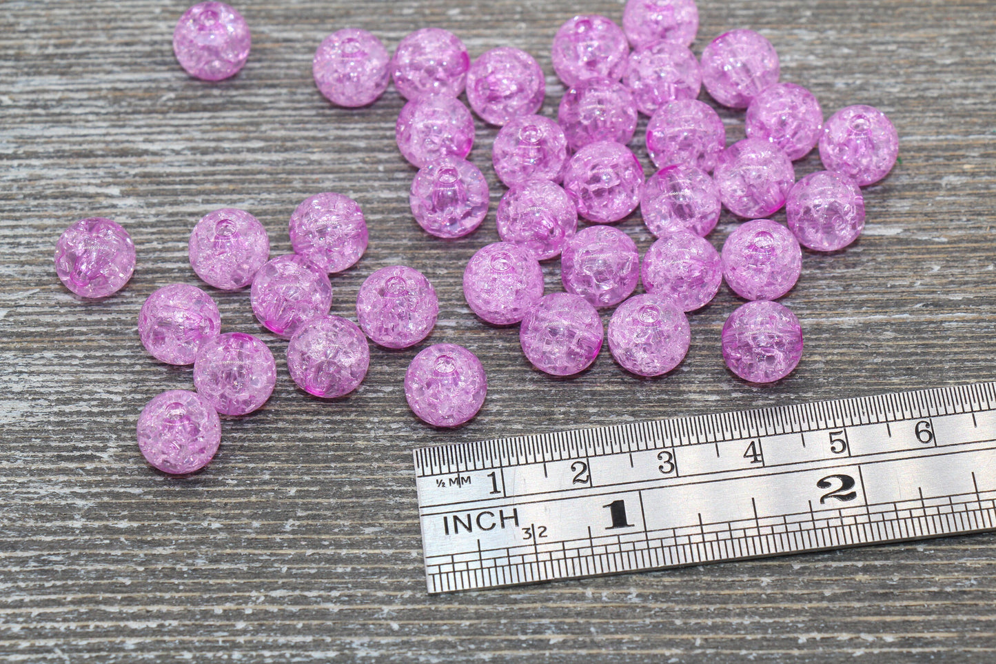 10mm Violet Pink Crackle Gumball Beads, Acrylic Crackle Loose Beads, Bubblegum Beads, Chunky Beads, Smooth Round Plastic Beads #1512