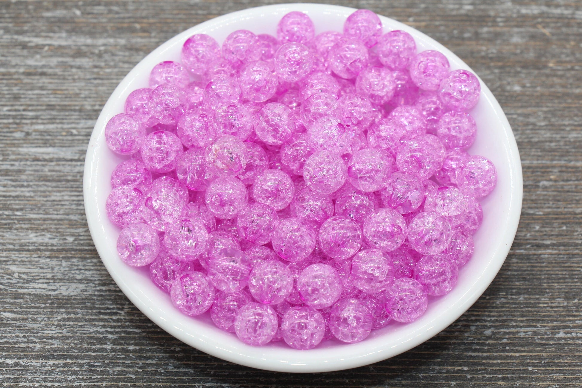 10mm Violet Pink Crackle Gumball Beads, Acrylic Crackle Loose Beads, Bubblegum Beads, Chunky Beads, Smooth Round Plastic Beads #1512