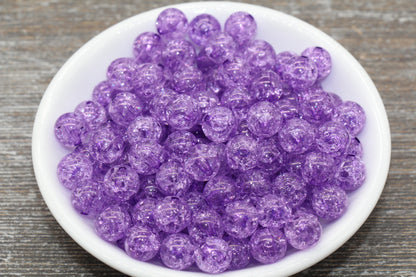 10mm Purple Crackle Gumball Beads, Acrylic Crackle Loose Beads, Bubblegum Beads, Chunky Beads, Smooth Round Plastic Beads #1515