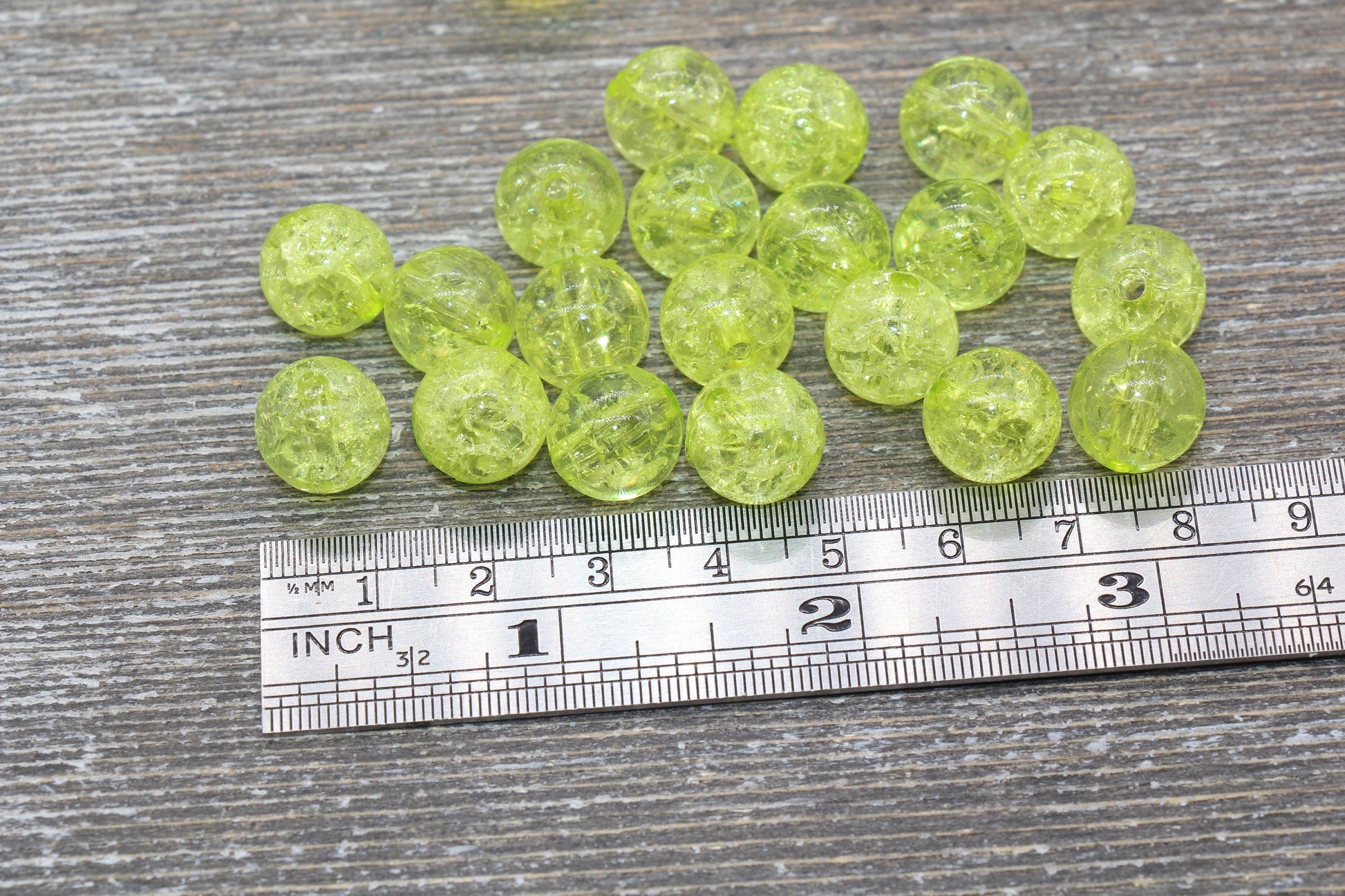 12mm Light Green Crackle Gumball Beads, Acrylic Crackle Loose Beads, Bubblegum Beads, Chunky Beads, Smooth Round Plastic Beads #1518