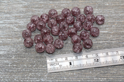 10mm Gray Crackle Gumball Beads, Acrylic Crackle Loose Beads, Bubblegum Beads, Chunky Beads, Smooth Round Plastic Beads #1537