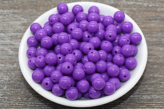 10mm Plum Purple Gumball Beads, Round Acrylic Purple Loose Beads, Bubblegum Beads, Chunky Beads, Bubble Gum Beads, Smooth Round Beads #1354