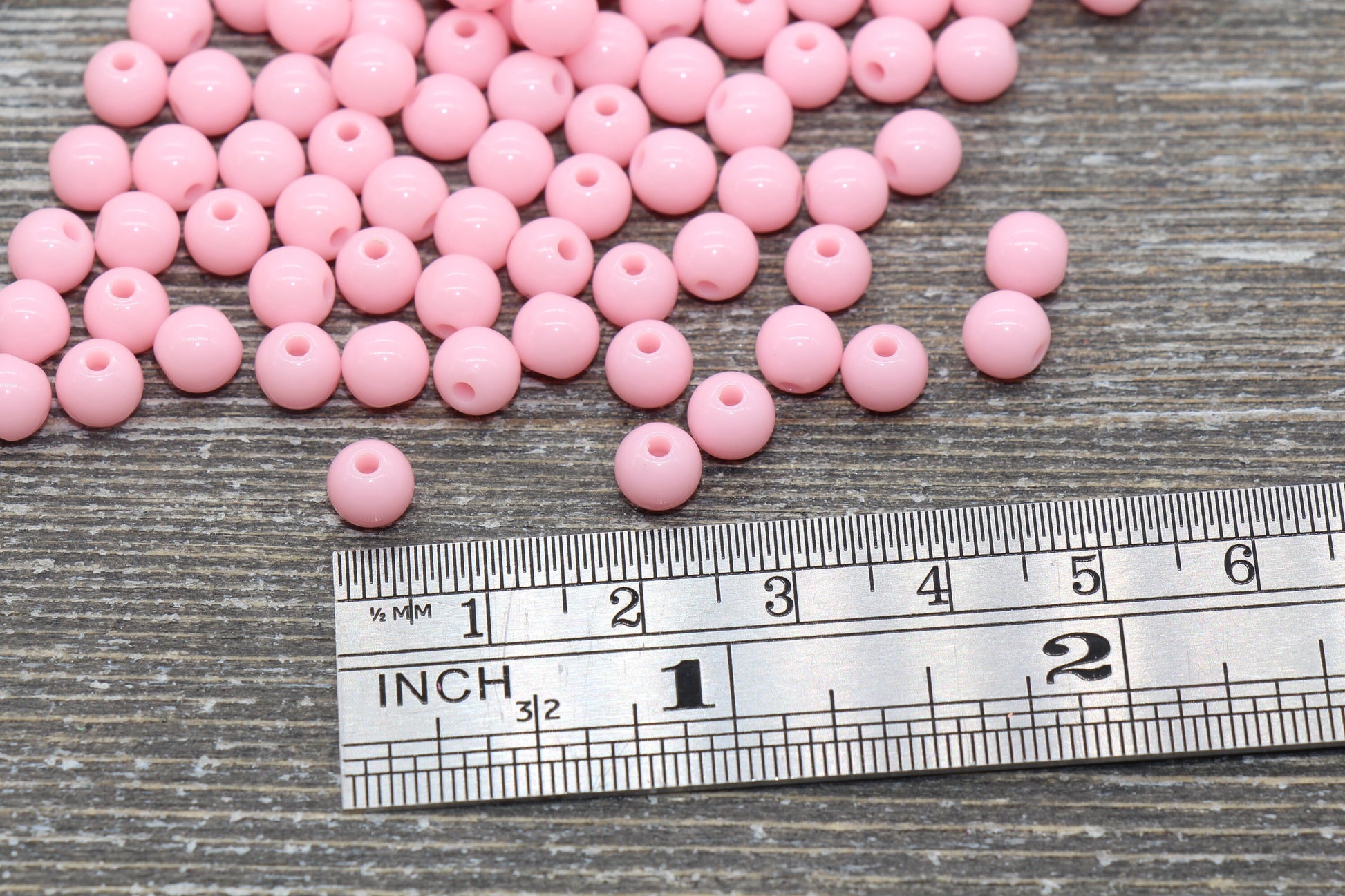 6mm Pink Gumball Beads, Round Acrylic Loose Beads, Bubblegum Beads, Chunky Beads, Bubble Gum Beads, Smooth Plastic Round Beads #1356