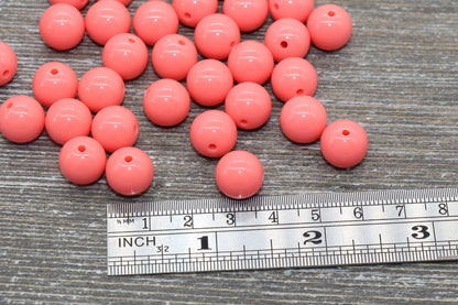 12mm Watermelon Pink Gumball Beads, Round Acrylic Loose Beads, Bubblegum Beads, Chunky Beads, Smooth Plastic Round Beads #1362