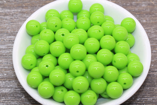 12mm Celery Green Gumball Beads, Round Acrylic Loose Beads, Bubblegum Beads, Chunky Beads, Bubble Gum Beads, Smooth Round Beads #1366