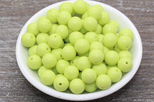 12mm Light Lime Green Gumball Beads, Round Acrylic Loose Beads, Bubblegum Beads, Chunky Beads, Bubble Gum Beads, Smooth Round Beads #1375