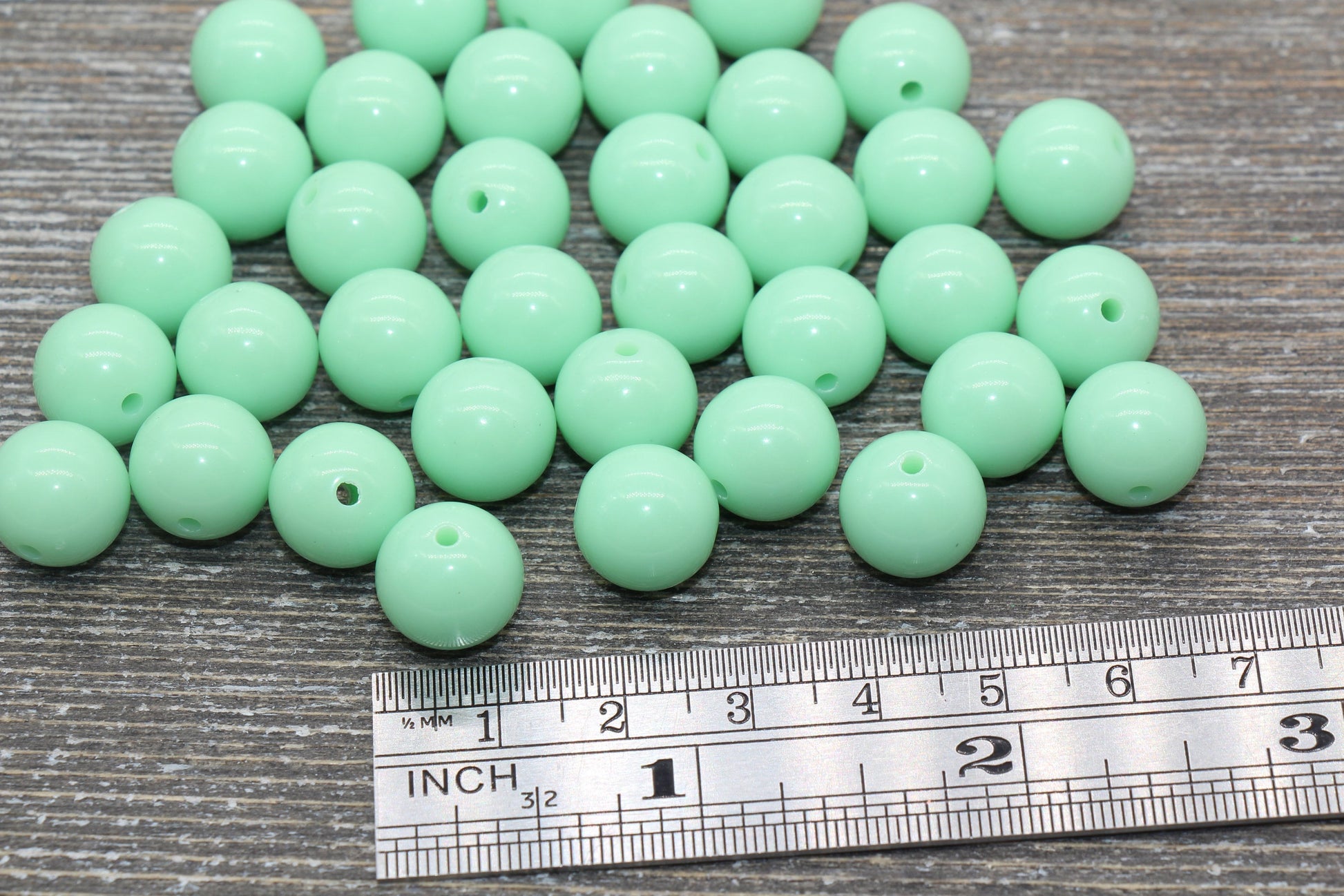 12mm Mint Green Gumball Beads, Round Acrylic Loose Beads, Bubblegum Beads, Chunky Beads, Bubble Gum Beads, Smooth Plastic Round Beads #1377