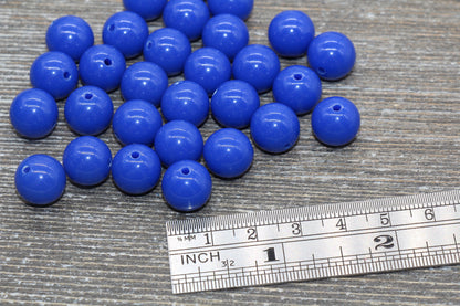 12mm Royal Blue Gumball Beads, Round Acrylic Loose Beads, Bubblegum Beads, Chunky Beads, Smooth Plastic Round Beads #1397