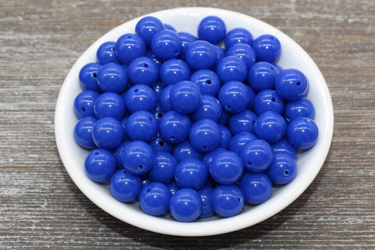 12mm Royal Blue Gumball Beads, Round Acrylic Loose Beads, Bubblegum Beads, Chunky Beads, Smooth Plastic Round Beads #1397