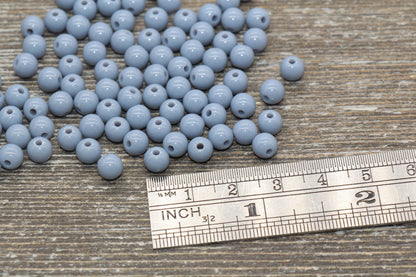 6mm Bluish Gray Gumball Beads, Round Acrylic Blue Loose Beads, Bubblegum Beads, Chunky Beads, Bubble Gum Beads, Smooth Round Beads #1398