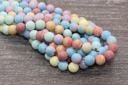 Rainbow Agate Beads, Multicolor Rainbow Agate Beads, Smooth Gemstones Round Beads, Sizes 6mm 8mm 10mm, Full Strand 15.5" #187