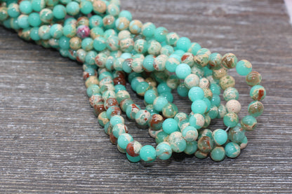 Sea Green Sediment Jasper Beads, Terra Jasper, Gemstone Smooth Round Beads, Sizes 4mm 6mm 8mm 10mm, Full Strand 15.5 inch, #188