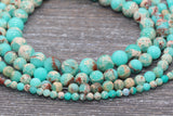 Sea Green Sediment Jasper Beads, Terra Jasper, Gemstone Smooth Round Beads, Sizes 4mm 6mm 8mm 10mm, Full Strand 15.5 inch, #188