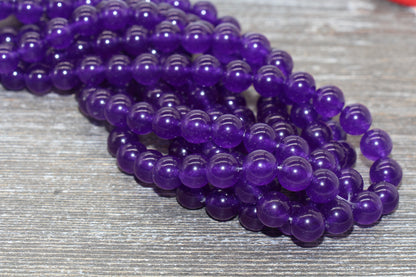 Purple Jade Beads, Smooth Gemstone Round Loose Beads, Sizes 4mm 6mm 8mm 10mm 12mm, Full Strand 15.5" #193