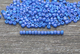 Iridescent Glass Seed Beads, 4mm 6/0 Glass Round Seed Beads, Blue AB Opaque Seed Beads, Rocailles Beads, Beading Supplies #1546